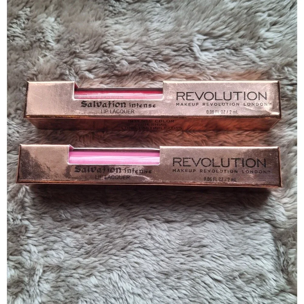 Makeup Revolution Salvation Intense Lip Lacquer - Red & Pink - New in Box